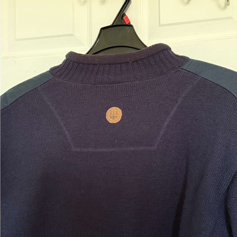 BERETTA Men’s Navy Wool JacketNWOT Sherpa LinenFull Zip Sweater Coat Large - Picture 16 of 17